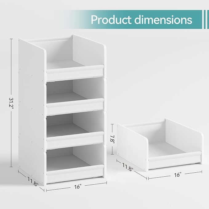 FOUCSSOMEI Closet Storage Organizer with Wood Frame & Fabric Shelves | Patent-designed modular organizer grows with your storage needs by stacking vertically
