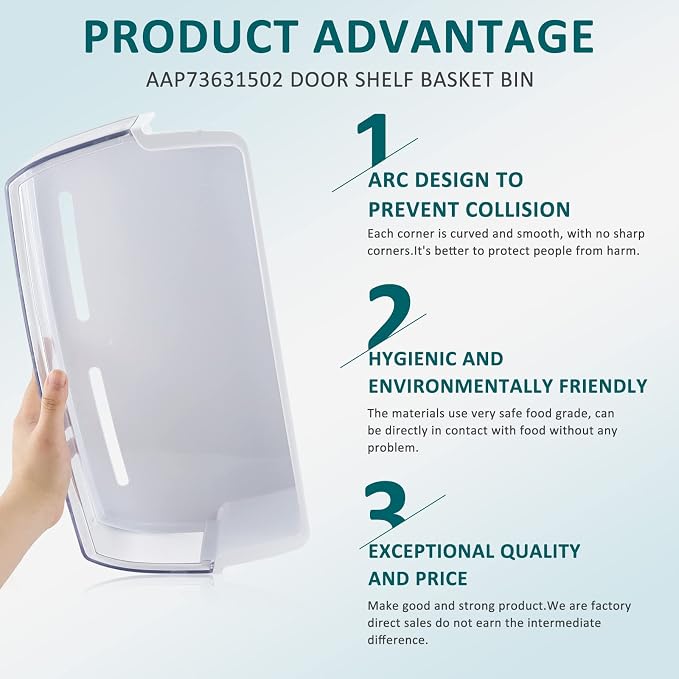 AAP73631502 Refrigerator Door Bin RIGHT Compatible for L-G,Ken-more | Elite Refrigerator Shelf-2Packs LFX28968ST Door Bin AP5673810,2652330,AAP72909218-by MIFLUS
