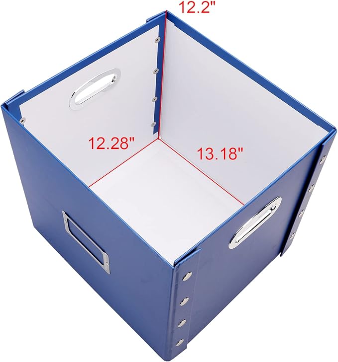Snap-N-Store Vinyl Record Storage Box - Pack of 1-13.2 x 12.625 x 12.5 Inch LP Holder with Lid for 12-inch Records - Crate Holds up to 75 Vinyl Albums - Classic Blue
