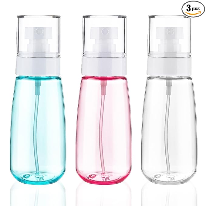 Cosywell Fine Mist Spray Bottle TSA Approved 3.4oz/ 100ml Empty Cosmetic Refillable Travel Containers Plastic Hair Spray Bottle Sprayer for Perfume Skincare Makeup Lotion (3color)