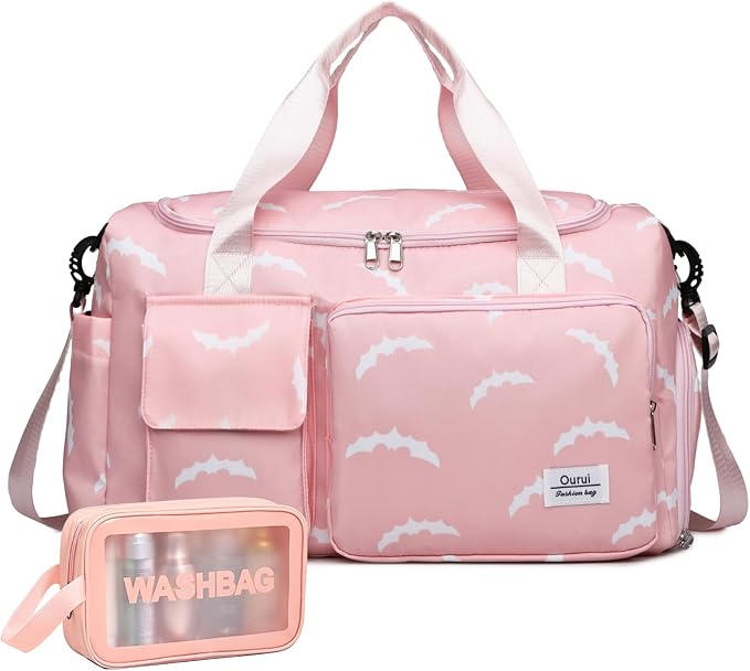 Small Gym Bag for Women, Travel Duffle Bag Carry On Weekender Bag with Shoe Compartment
