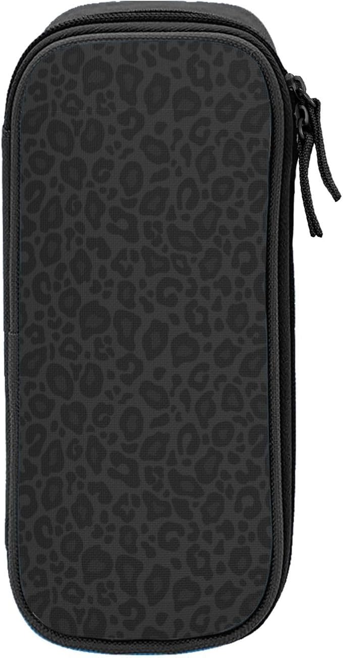 Perinsto Black Leopard Print Pencil Case Big Capacity Multi Compartment Stationery Box Pencil Pouch Holder Desk Organizer For School Office Home
