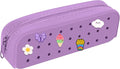 BestStone Silicone Small Pencil Pouch – Small Pencil Case with DIY Holes and 10 Decorative Charms, Multipurpose Makeup Bag or Stationery Organizer, Large Capacity(Purple)