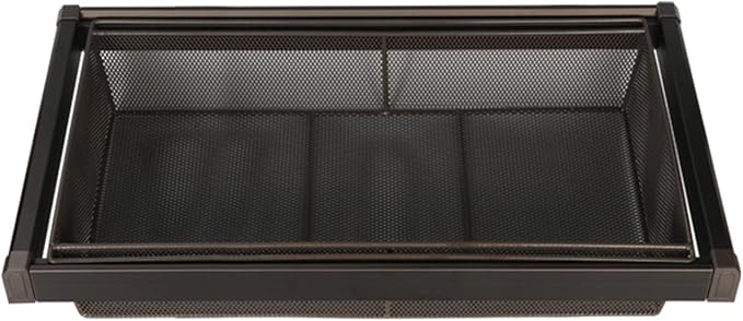 Pull Out Drawer Organizer Containers,Stackable Shelf Baskets Organizer,Aluminum Alloy Stackable Storage Bins,Save Space for Office Bathroom Bedroom(Brown,22.04-25.98in)