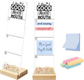 Sticky Note Holder, Monitor Memo Board, Acrylic Post It Note Holder with Wooden Base, Includes 200 Notes, Desk Organizer Funny Mouth Quote