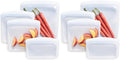 Stasher Silicone Reusable Storage Bags,Reusable Freezer Bags,Microwave,Dishwasher,Oven Safe,Sous Vide,Premium Lunch Containers,Eco Friendly,Food Storage Bag,Snack-Bags,Clear,(Pack of 8)