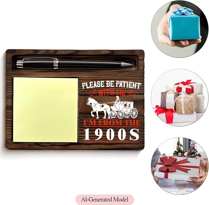 Funny Gag Gifts for Coworker Sticky Note Holder Please Be Patient with Me I'm From the 1900s Post it Note Dispenser for Office Cubicle Desk Decor