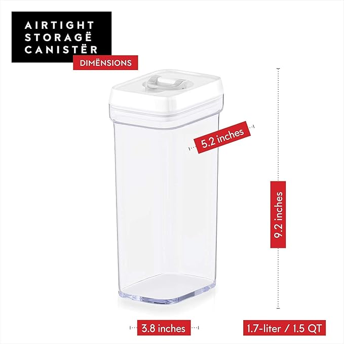 DWËLLZA KITCHEN Airtight Food Storage Containers Set - 10 PC Set - For Kitchen Pantry Organization and Storage - BPA-Free - Clear Plastic Dry Food Canisters with Improved Lids, Keeps Food Fresh.
