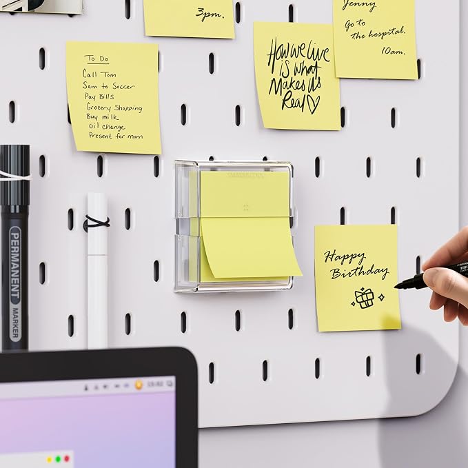 SMART&COOL Magnetic Pop-Up Note Dispenser for 3 x 3 in Accordion-Style Sticky Notes, Sticky Note Holder for Fridge, File Cabnets or Office Supplies, 1Pack, Clear (Notes Not Included)