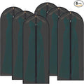 BALEINE 60'' Translucent Garment Bags, 6 Packs PEVA Dress Bag for Closet Clothes Dresses Suit Coats Storage (Black, 6PK)