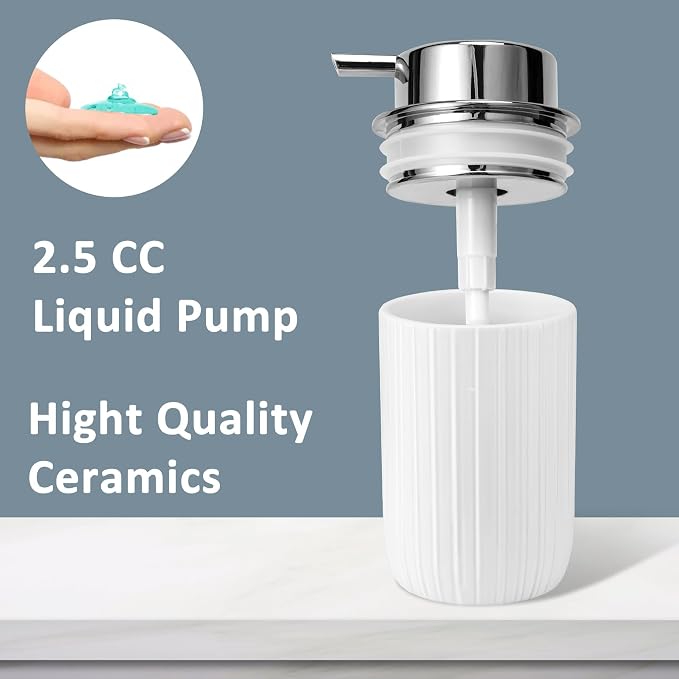 Soap Liquid Dispenser Ceramic with Easy-to-Press Pump Hand Liquid Dispenser for Shampoo Bathroom Countertop 13.5 oz