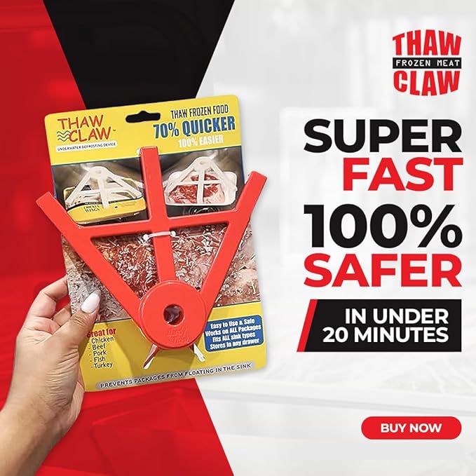 Thaw Claw Meat Defroster, a Kitchen Essential Tool for Quick and Easy Defrosting of Chicken, Beef, Pork and Fish, Kitchen Gadgets Accessories, Easy Storage, Fits All Sinks, Thaws in Minutes