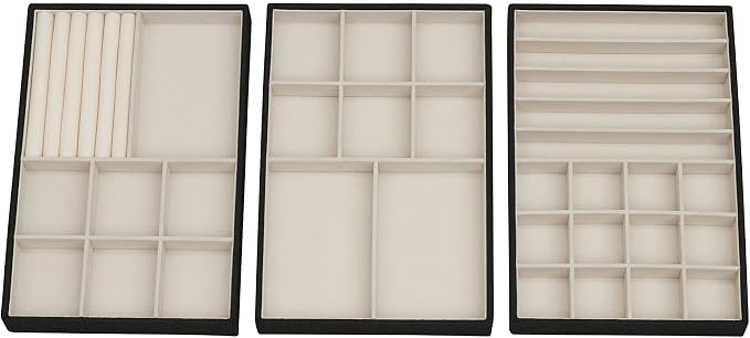 Household Essentials Black Stacking Jewelry Organizer Stacking Boxes with Removable Lid