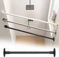 Closet Rod Flange Adjustable Closet Rod for Angled Wall, Retractable Corner Shower Curtain Rod Stainless Steel, 180° Swivel Hanging Clothes Support Pole(Black,120-180cm(47 1/4"-70 7/8"))