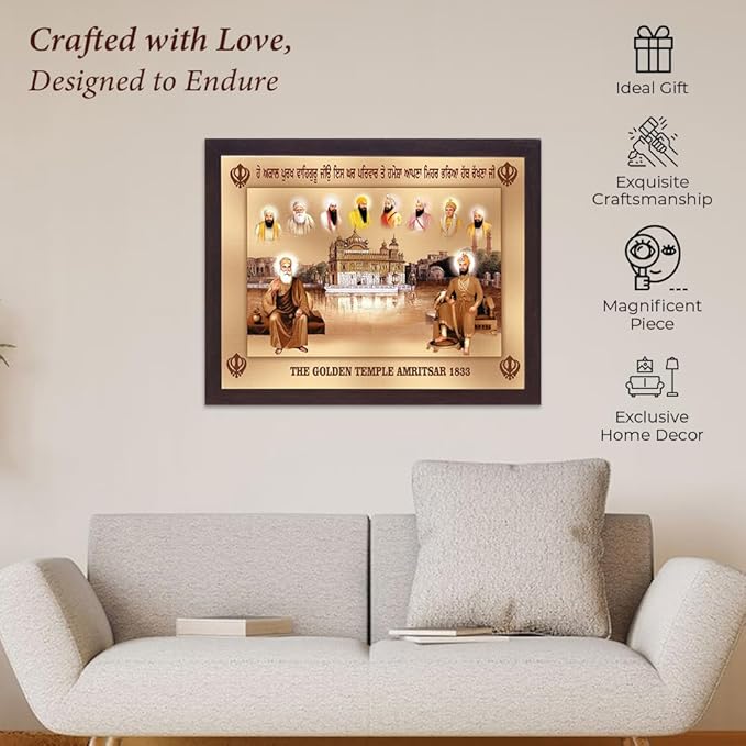 Lord Sikh Guru poster print with frame for Home Decor and Gifting Purpose (229-99)