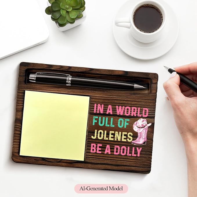 Pink Decor Pink Dolly Themed Sticky Note Holder, Dolly Gifts for Women Music Lovers Fans Sister Daughter Birthday Christmas, in a World Full of Jolenes