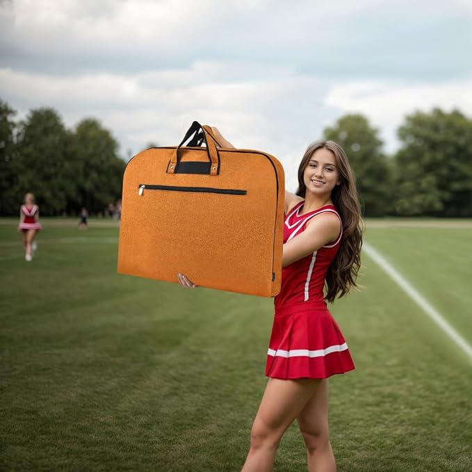 NGIL Glitter Travel Hanging Garment Bag (Glitter-Orange) | Garment Bag for Girls, Cheer Travel Bag, Dance Competition Bag, Cheer Dance Competition, Beauty Pageant