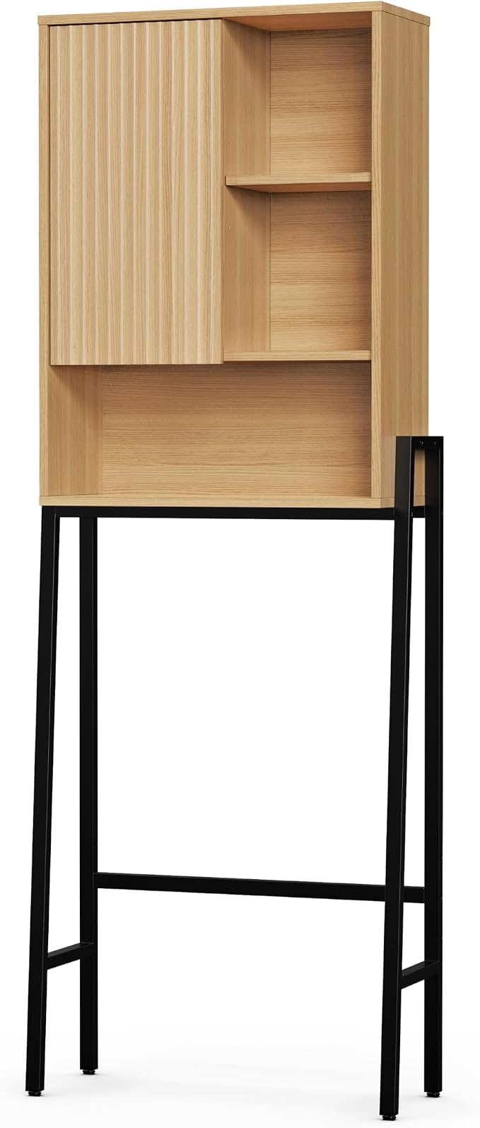 24" W Over The Toilet Storage Cabinet with Fluted Door,Bathroom Organizers and Storage with Adjustable Shelves, Modern Over Toilet Organizer for Bathroom,Restroom,Laundry,Oak