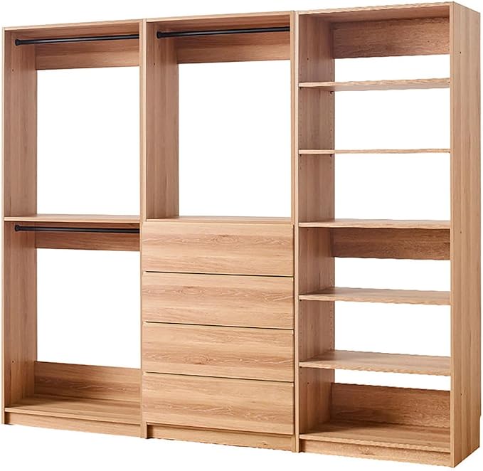Maykoosh Closet System Organizer - Customizable Walk-in Wardrobe Storage Oak/Model ADE 3 Closet