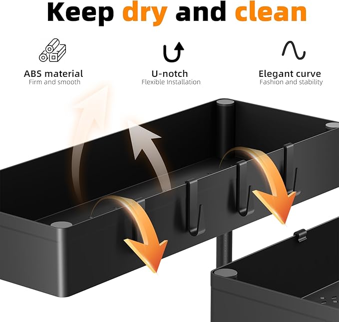 Simple Trending Multi-Purpose Pull-Out Storage Organizers, 2 Tier Under Sink Organizer, Stackable Cabinet Drawers Bins for Kitchen, Bathroom, Closet, Black, 3 Packs