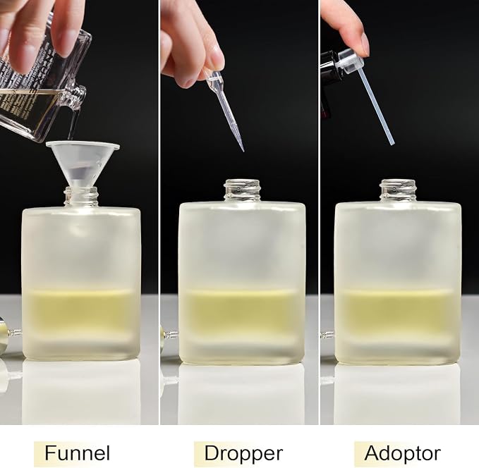 50ml/1.7 Oz Glass Spray Bottle Perfume Atomizer,Perfume Travel Refillable Spray Bottle Empty with 3 Kinds of Dispenser (B1)