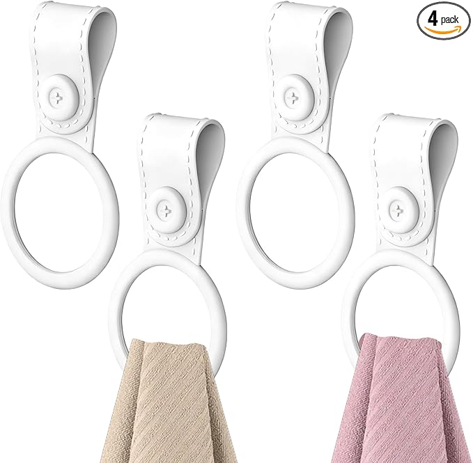 4 Pack Silicone Kitchen Towel Holder, Hanging Kitchen Towels; Dish Towel Holder for Cabinet, Oven, Stove, Sink – Durable, Non-Slip Design for Easy Hanging (White)