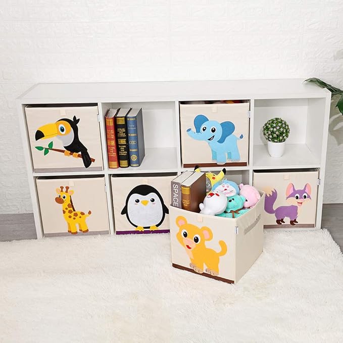 CLCROBD Foldable Animal Cube Storage Bins Fabric Toy Box/Chest/Organizer for Kids Nursery, 13 inch (Elephant)