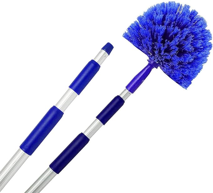 Cobweb Duster, Extendable Reach 20 feet, Ceiling Fan Duster | 3-Stage Aluminum Telescoping Pole | Medium Stiff Bristles | Long Handle Webster Duster for Cleaning | U.S Duster Co.