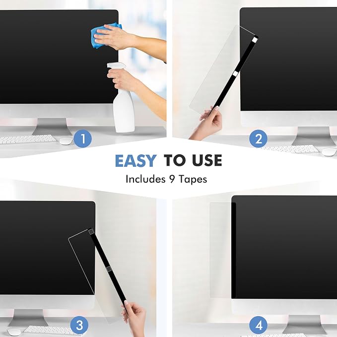 DOLLAR BOSS 3 Pcs 11" x 3.1" Transparent Acrylic Monitor Memo Board | Computer Screen Side Note Holder, Office Desk Accessories, Clear Message Board, For Sticky Notes Memos, Fits PC & Laptop