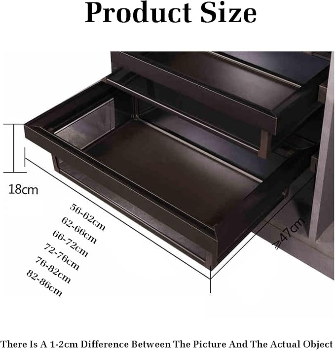 Pull Out Cabinet Storage Basket,Telescopic Coat Drawer for Kitchen,Stackable Detachable Baskets Closet Storage Box,for Kitchen Office Wardrobes Cupboard Storage(Black,47x76x18cm)