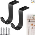 Hicarer 2 Pcs 1.5 Inch Closet Rod Brackets Heavy Duty Metal Wall Mount Rod Brackets with Screws Closet Pole Support for Living Room Bedroom Shelf Office (Black)