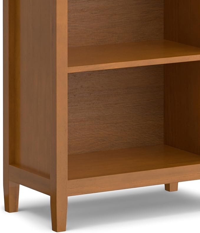 SIMPLIHOME Warm Shaker Desk and Bookcase Bundle - 48 inch Wide Solid Wood Transitional Desk with Drawers and 26 inch Wide 5-Shelf Bookcase in Light Golden Brown, Home Office Furniture (Set of 2)