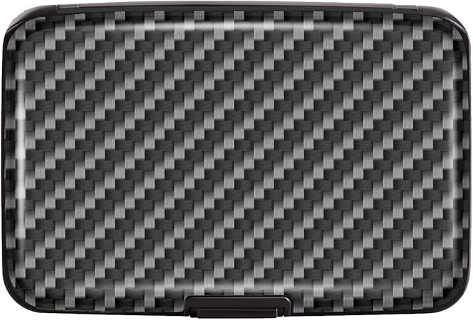 Coco Rossi Credit Card Holder RFID Aluminum Small Mini Wallet Men | Metal Wallet, Business Cards Holder, ID Case, Slim Sleeves, Mens Gift, Carry Proof Wallets for Travel, Carbon Fiber