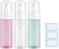 3pcs (Clear+Green+Pink) 2oz Plastic Travel Foam Pump Bottle - Portable Foaming Empty Bottle Dispenser for Hand Soap, Shampoo, Lash Cleanser - Well Suited for Travelers Daily Use (60ml)