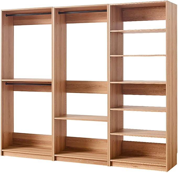 Maykoosh Closet System Organizer - Customizable Walk-in Wardrobe Storage Oak/Model ABE 3 Closet