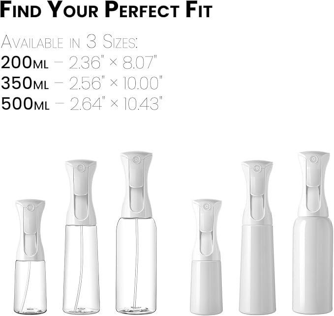 Mistifi Continuous Ultra Fine Mist Spray Bottle (200ml 1Pcs, Transparent bottle)