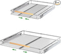Expandable Pull Out Drawer Cabinet Organizers, Heavy Duty Slide Out Storage Shelf for Home Kitchen Pantry Cupboard Pots Pans, Adjustable Width from 17.2"~28.1", Stainless Steel 2 Pack