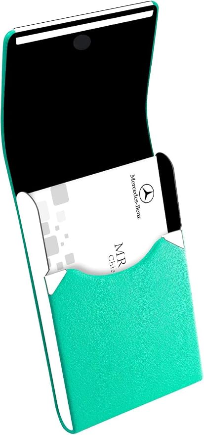 Padike Professional Business Card Holder PU Leather Business Card Case Name Card Holder Slim Metal Pocket Card Holder with Magnetic Shut (Y-Lake blue)