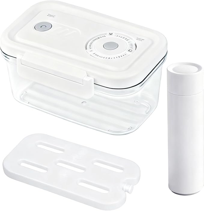 Manual Vacuum Sealer Containers, Airtight Food Storage Boxes with Hand Pump for Freshness, BPA-Free, Leakproof Seal for Lunch, Meat, Fruit, Leftovers, Fridge & Camping Use (2000ml)