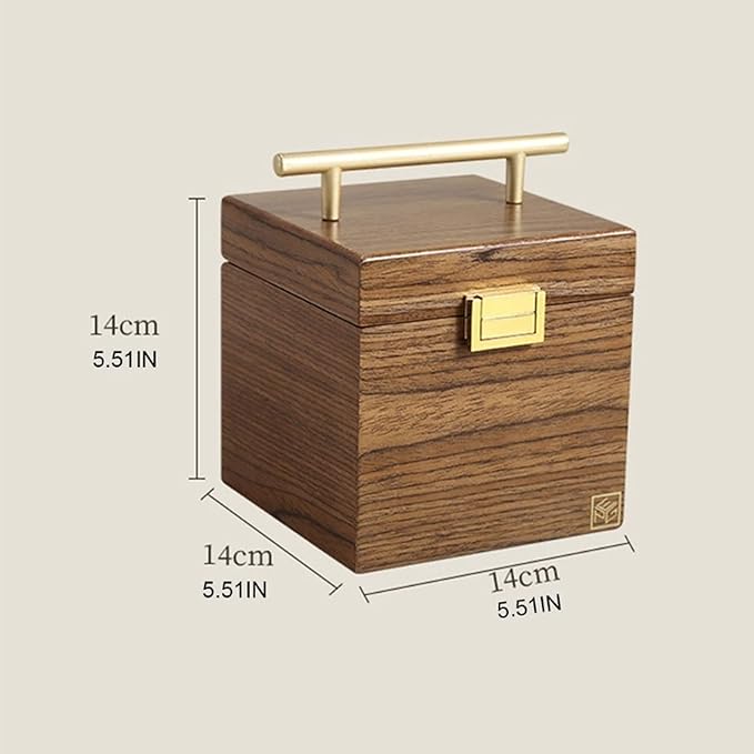 Storage Bins Large 3-Layer Wooden Jewelry Box Luxurious Earring Necklace Desktop Cosmetic Storage Box with Portable Handle and Safety