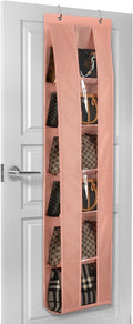 Lirex Over The Door Purse Organizer, Space-Saving Medium and Large Handbag Storage Organizer Clothing Closet Hanger, Light Pink