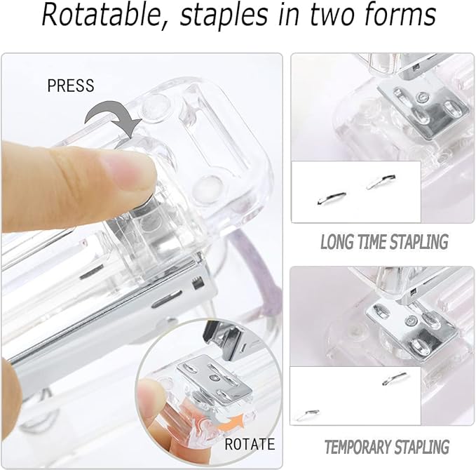 Office Desk Accessories，Office Supplies Set Acrylic Stapler Set Staple Remover, Tape Holder, Pen Holder, 2 Ballpoint Pen, Scissor, Binder Clips, Paper Clips and 1000pcs Staples(Silver)