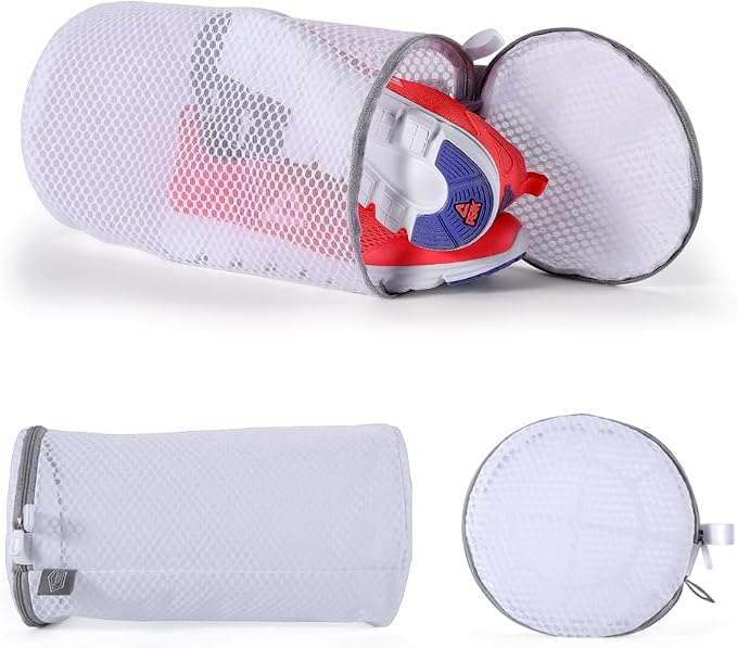 Kimmama Shoe Washing Machine Bag, Shoe Cleaning Bag, Grey Zipper, 7x15", 4 Pack