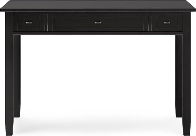 SIMPLIHOME Warm Shaker Desk - 48 Inch Wide Solid Wood Writing Desk in Hickory Brown, Transitional Home Office Computer Table for Workspace or Study with Flip-Down Keyboard Tray and 2 Drawers