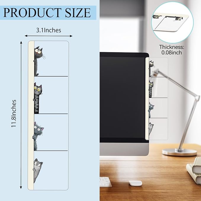 Computer Monitor Memo Board, Monitor Side Note Board, Sticky Note Holder, Acrylic Desk Organizer with 100Pcs Notes for Office Worker Men Women, Home Desktop and Office Desk