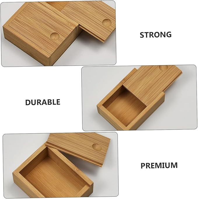 Bamboo Pull-out Lid Storage Box Chic Jewelry Case Retro Decorative Organizer for Home and Office Practical Desktop Decor