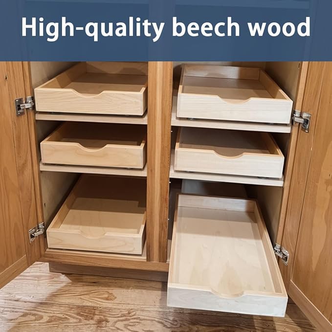 Pull Out Cabinet Drawers - 6x2 Size Options (12-23'W,18-21'D), Pre-Assembled with Soft Close Slides, Solid Beechwood, Easy Installation(18'W x 18'D)