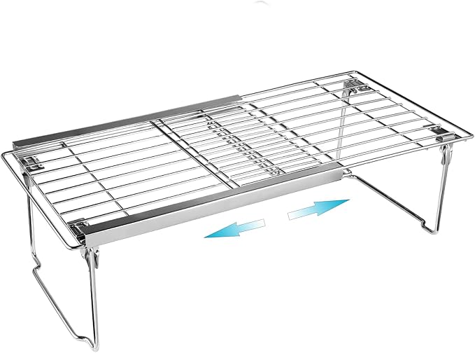 Orgneas Expandable Freezer Shelf, 15.8"-22" Adjustable Cooler Shelf Organizer, Thickened Heavy Duty Cabinet Shelf Organizer and Storage for Kitchen Pantry Refrigerator and Cooler