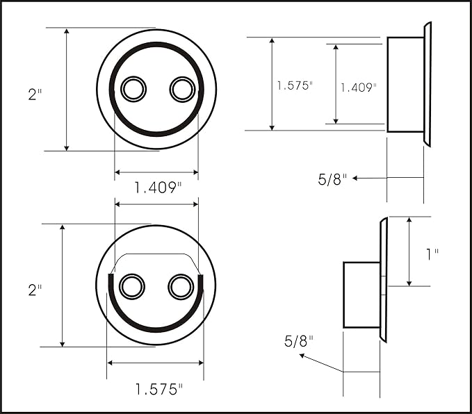 QCAA Heavy Duty Solid Metal Closet Rod Socket Set, 1-3/8'', Oil-Rubbed Bronze, 4 Pair, Made In Taiwan