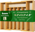 Kitsure Silverware Organizer - Expandable Bamboo Kitchen Drawer Organizer for Cooking Utensils and Cutlery, Sturdy & Thickened Kitchen Organizers and Storage Solution, Large, Natural
